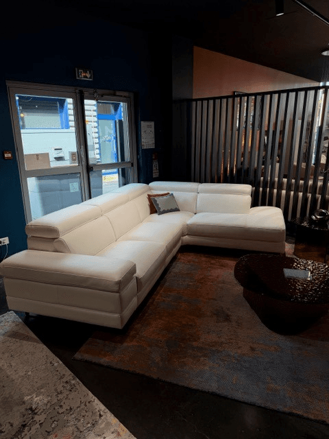 CANAPÉ D'ANGLE EN CUIR BLANC RELAX ÉLECTRIQUE