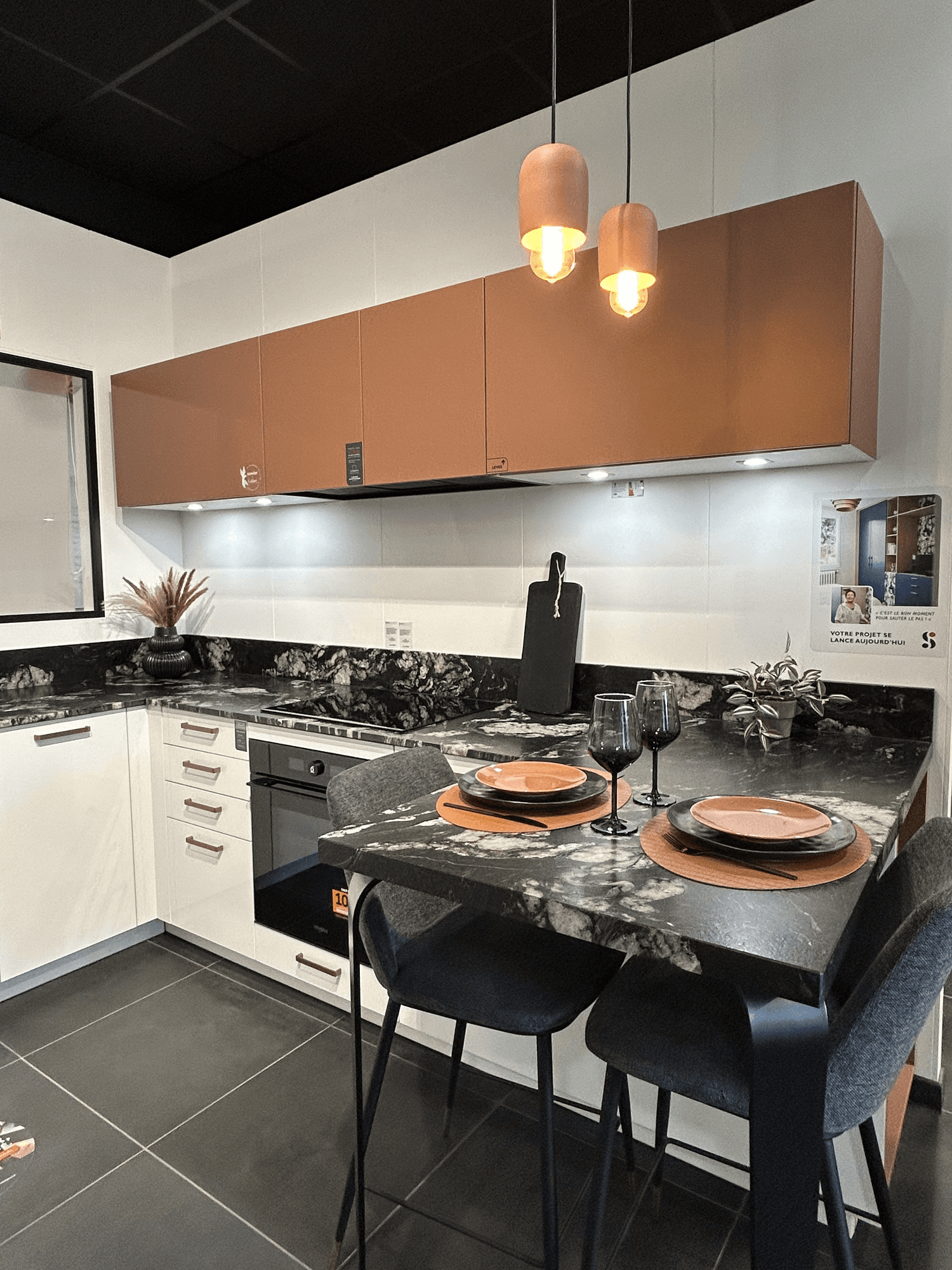 Cuisine SCHMIDT blanc brillant et coral