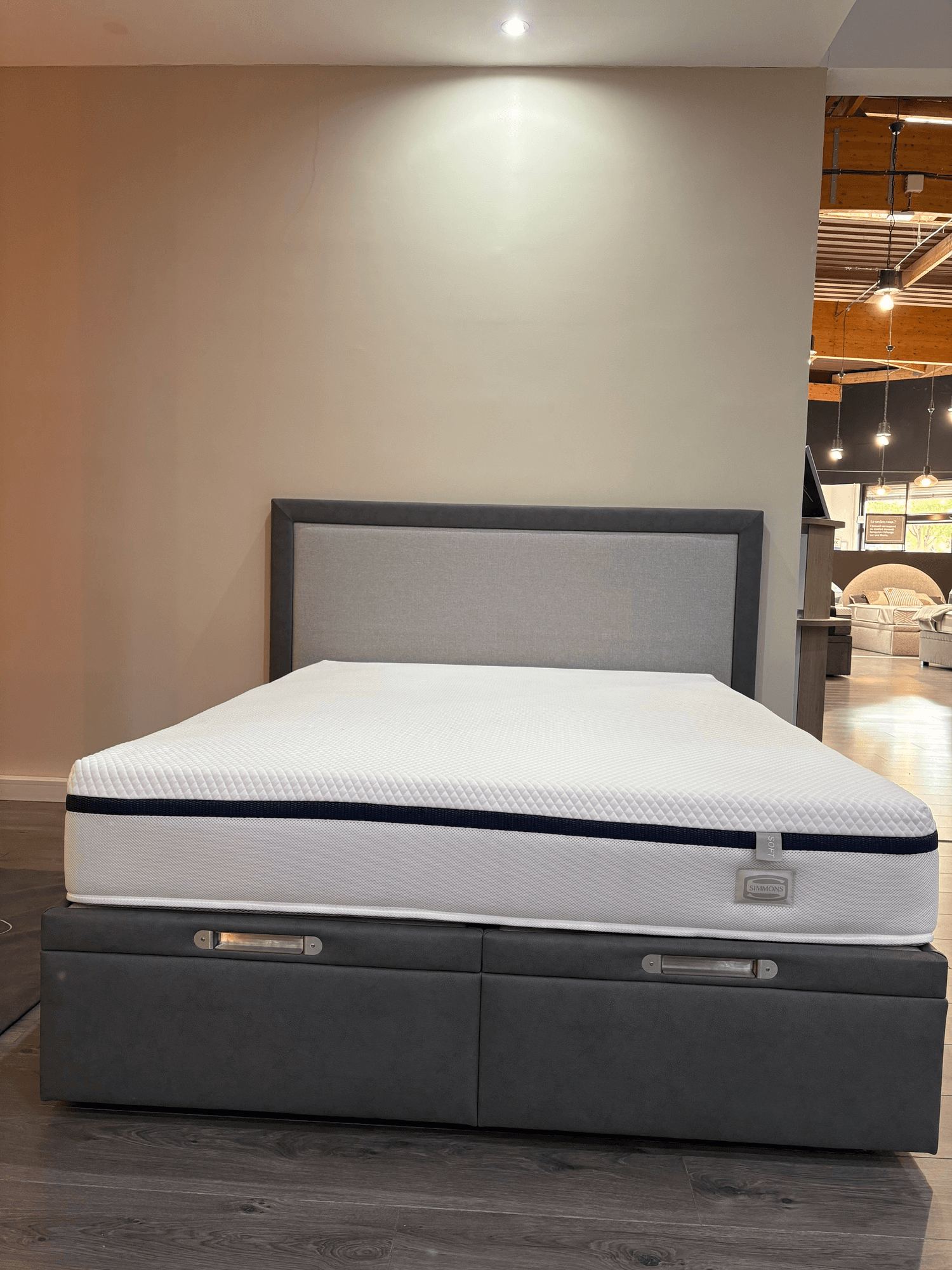 Ensemble literie 140 Matelas +Coffre et Tête de lit